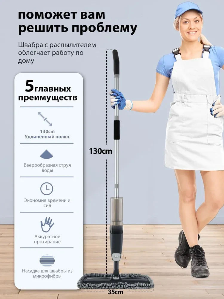 Моющая швабра с распылитем и отжимом купить